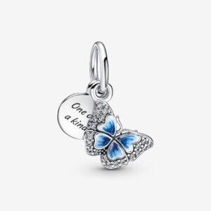 Pandora Blue Butterfly & Quote Double Dangle Charm